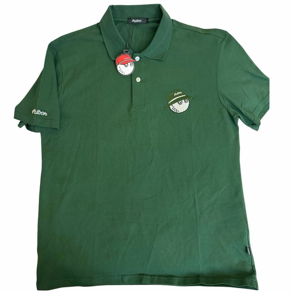 NWT Malbon Mens Green Embroidered Buckets Golf Fairway Baldwin Polo Shirt Large
